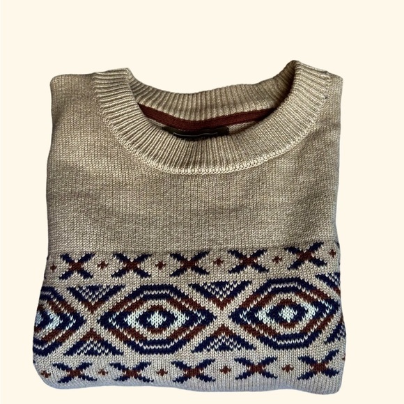 Rorie Whelan Men’s Fair Isle Crewneck Oatmeal Sweater Size Medium​​​​​​ - Picture 3 of 8